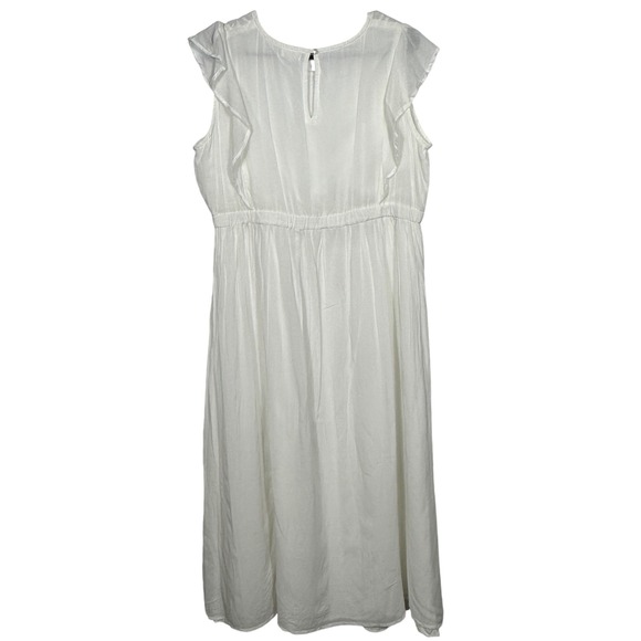 World Market Cottagecore White Maxi Dress Sz L/XL Flutter Sleeve Boho Fairycore - Picture 9 of 16